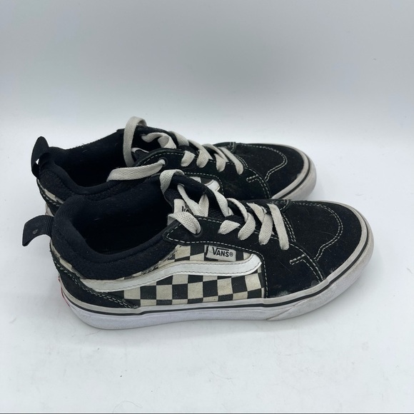 Vans Canvas Suede Kids Black White Checker Lace Up Sneaker Shoe Size 2 - Picture 6 of 6